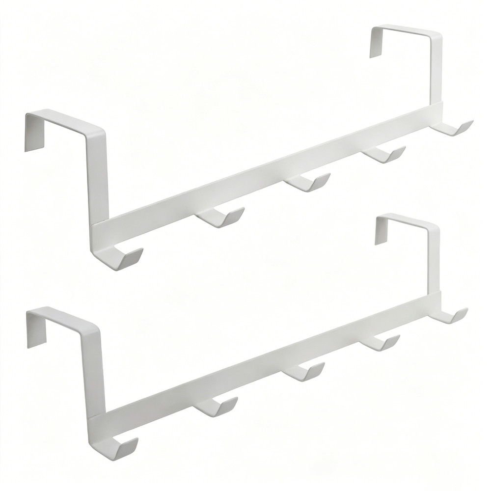 Heavy Duty Over Door Hook Rack 5 Hooks Adjustable Hanger for Coats Hats Towels