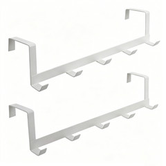 Heavy Duty Over Door Hook Rack 5 Hooks Adjustable Hanger for Coats Hats Towels