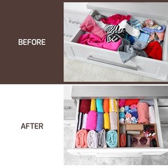 6-Pack Drawer Dividers – 6 Inches High, Adjustable 11 to 17 Inches Bamboo Dra…