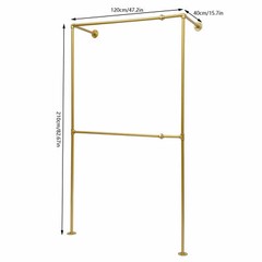 Industrial Pipe Clothes Rack Iron Garment Bar Closet Storage Gold Wall Mounted