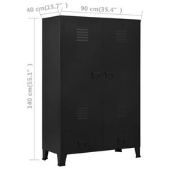 vidaXL Steel Wardrobe Black Industrial 354 x 157 x 551 Inch Storage Cabinet
