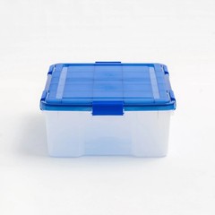 Clear Plastic Storage Box with Blue Lid 41 Quart WeatherPro Tote Container