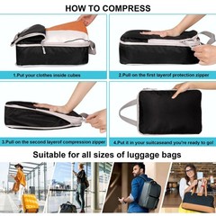 6Pc Compression Packing Cubes Travel Luggage Organizer Bags Suitcase Storage Set