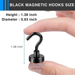 Mini Magnetic Hooks Black 12 Pack Small Magnet Strong 8Lbs for Refrigerator