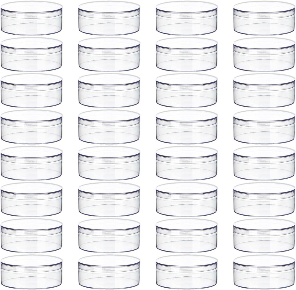 32 PCS Clear Acrylic Round Containers with Lids for Jewelry & Candy Storage