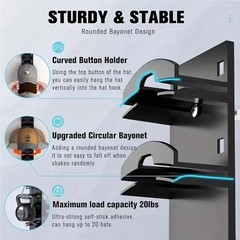 2x Hat Organiser Display Wall Mounted Hat Holder For Home Baseball Cap Rack US