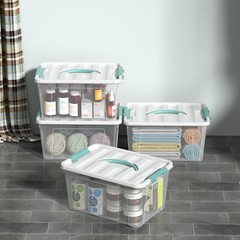 Anbers 4/6/8-Packs Stackable Latching Box W/ Lid, Plastic Storage Bins, 14-Quart