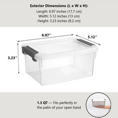 Stackable 10 Pack 1.3 Quart Plastic Storage Bins with Lids and Latches