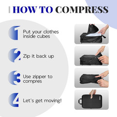 6-Piece Travel Compression Packing Cubes Set Luggage Organizer Bags for Carry-On