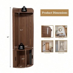Corner Hall Tree with Storage, Walnut