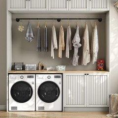 72″ Wall Mounted Industrial Pipe Clothes Rack, Heavy Duty Garment Hanging Rod
