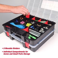 Hyper Tough 2-Pack Organizer, Stackable Plastic With 8 Movable Dividers,93512638