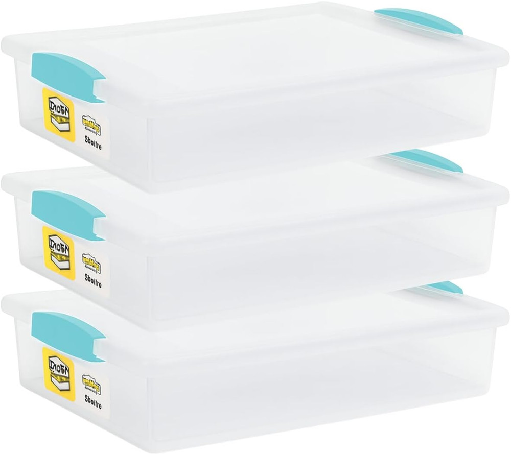 Plastic Storage Containers with Lids for Organizing, 6 Quarts – (Large – 14 X 11
