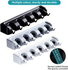2 Packs Broom Holder Wall Mount Heavy Duty Mop Organizer Tool Storage Rack Black