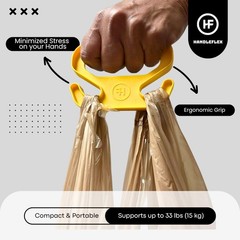 2 Pack Yellow Bag Carriers Ergonomic Grip Grocery Handle Holders