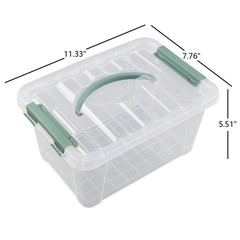 4 Pack 6 Quarts Clear Storage Box Tote Plastic Bins Lids Organization