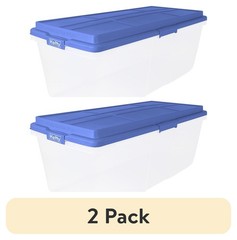 Hefty 72 Qt. Clear Plastic Storage Bin with Blue HI-RISE Lid, 6 Pack,Free ship
