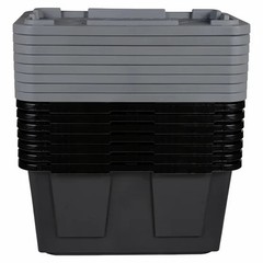 8-Pack, 27 Gallon Plastic Storage Container Bin, Heavy Duty, Lids, Greenmade NEW