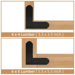10×10 Inch Black L Shape Steel Flat Bracket Fixing Mending Plate 2 PCS
