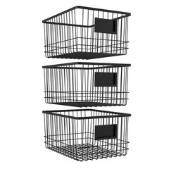 Oceanstar WBH1903 6.1×9.1×12.1 in Metal Wire Organizer Bin Basket with Card Hold