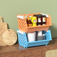 4-Pack Colored Stackable Storage Bins for Pantry Organizer Large Plastic Baskets