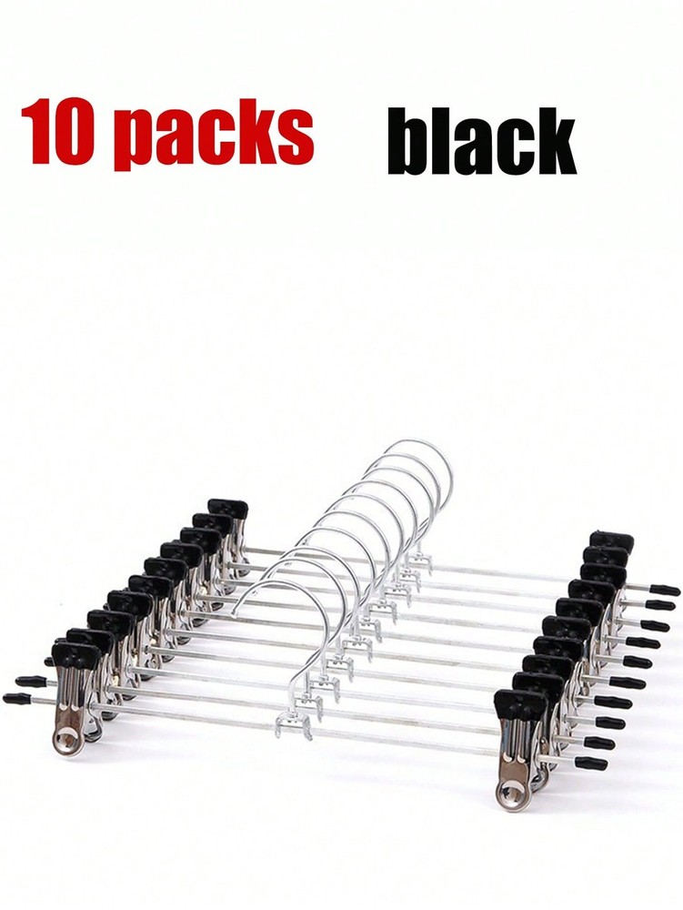 10 Pack Silver Stainless Steel Pants Hangers With Anti-Slip Clips
