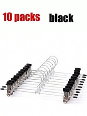 10 Pack Silver Stainless Steel Pants Hangers With Anti-Slip Clips
