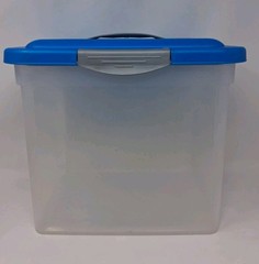 Sterilite Large EZ Carry Show Off Storage Tote #1896 Blue Grey Handled Lid