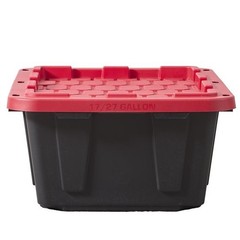 17 Gallon Medium Storage Bin with Snap Lid, Black and Red