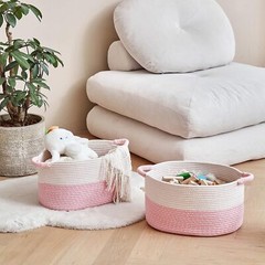 Storage Baskets For Organizing | 15″x10.2″x9.1″ Nursery Bin With Handles Woven C
