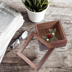 Walnut Storage Box with Clear Lid – Stylish Organizer for Jewelry & Supplies