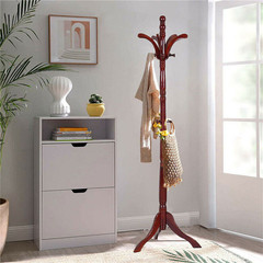 Solid Wooden Coat Rack Hat Hanger Hooks Hall Entryway Jacket Umbrella Tree Stand