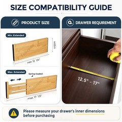 Adjustable Bamboo Drawer Dividers 6 Pack – 4.65” High Organizers for Clothing &