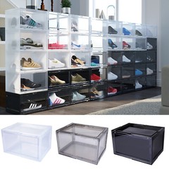 12PCs Magnetic Side Open Shoe Storage Box Stackable Sneaker Organizer Container