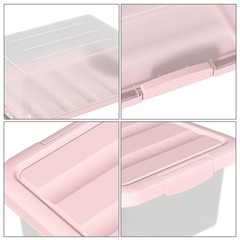 14 Quart Basic Clear Storage Box Pink Lid 2 PCS Plastic Organizer Bin Tote