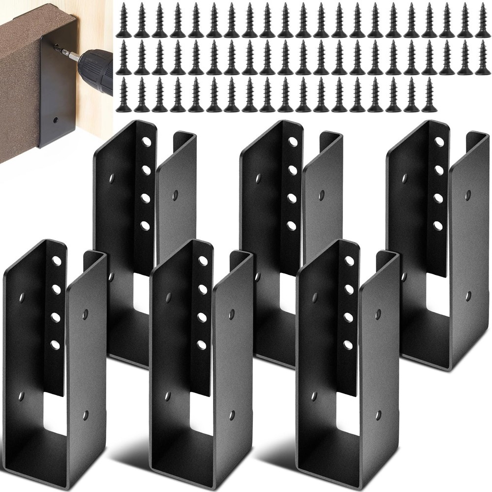 6 Pcs 2 x 6 Inches Concealed Joist Hangers, Q235B Steel Joist Bracket with 72…