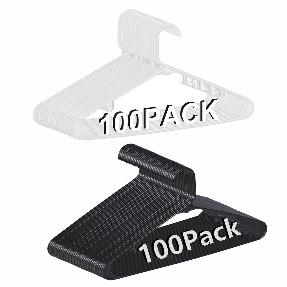 (100 Pack) Premium Quality Clothes Hangers Plastic Gallus Shirt Hanger