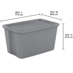 Sterilite 30 Gallon Storage Bin w/ Snap-On Lid Gray Plastic Tote 2 Pack