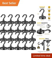 Industrial Grade Neodymium Magnetic Hooks – 120 LB Strength for Home & Office