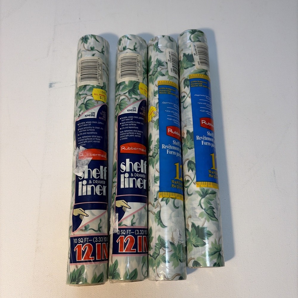 Vintage Rubbermaid Lot 4 Sealed Peel Stick Shelf Liner 90’s COUNTRY IVY Cottage