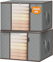 2 Pack Clothes Storage Bags, 24 Gallon Storage Containers with Reinforced Handle