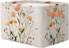Floral Fabric Storage Basket with Handles – Foldable Closet Organizer