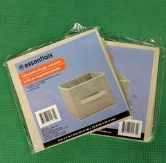 Essentials Collapsible Storage Container with Pull Handle 9″x9″x8″ Lot of 2