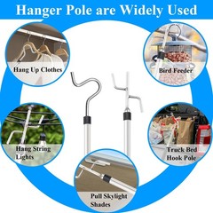 Frebuta Clothes Hook Pole Heavy Duty,32 to 80In Retail Clothing Hook Pole Lon…
