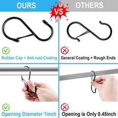 S Hooks for Hanging Plants, 4 Inch Large Heavy Duty S Hooks with Safety Buckle &