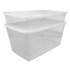Storage Bin, 41 Quart Clear Plastic Underbed Storage Container with Snap-On Lid,