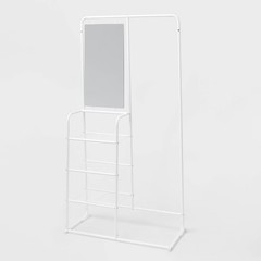 Metal Garment Rack with Mirror and Shelving White – Brightroom