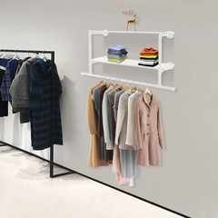 Clothes Display Rack Shelves 2-tier Wall Mounted Garment Rack 42.2*16.5 in 30kg