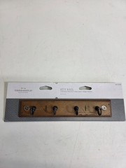 Threshold 4 Hook Key Rail 8 ¾“ Vintage Walnut & Soft Iron Finish.