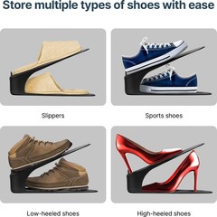 One-Piece Shoe Slot Organizer 10 Pack, Space-Saving Stackers for Closet, Entr…
